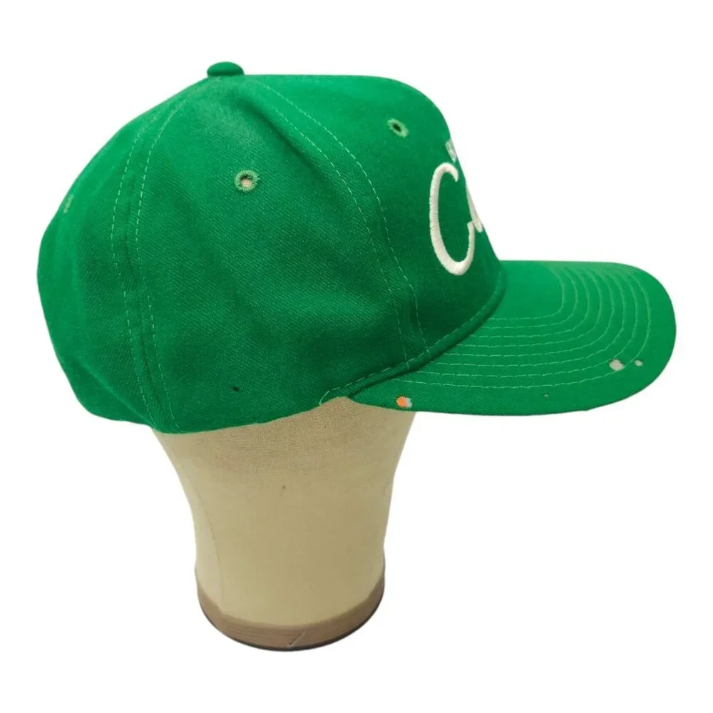 Boston Celtics Script Cap Vtg 90s READ Moth Holes Snapback Sports Specialties